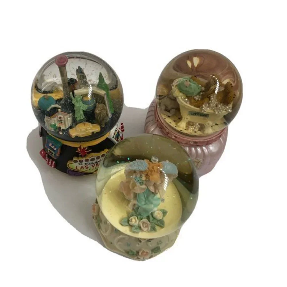 Music Box Musical Globes Stress Away Angel among & Vegas over the waves X3 Lot